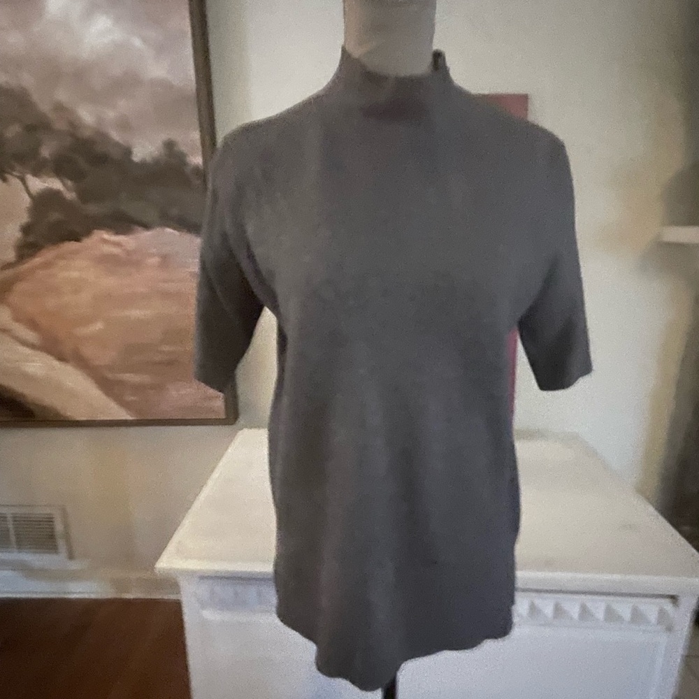 Zara Knit Gray Short Sleeve Turtleneck Sweater